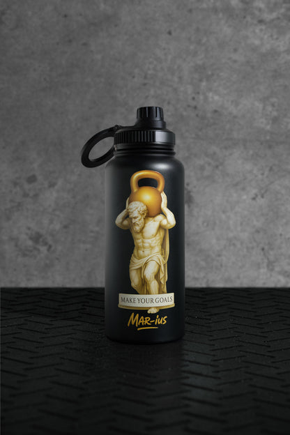 Botella deportiva de acero inoxidable con soporte para móvil – Grabado láser Kettleland - Material Oficial Mundiales IKMF - Kettleland Mallorca